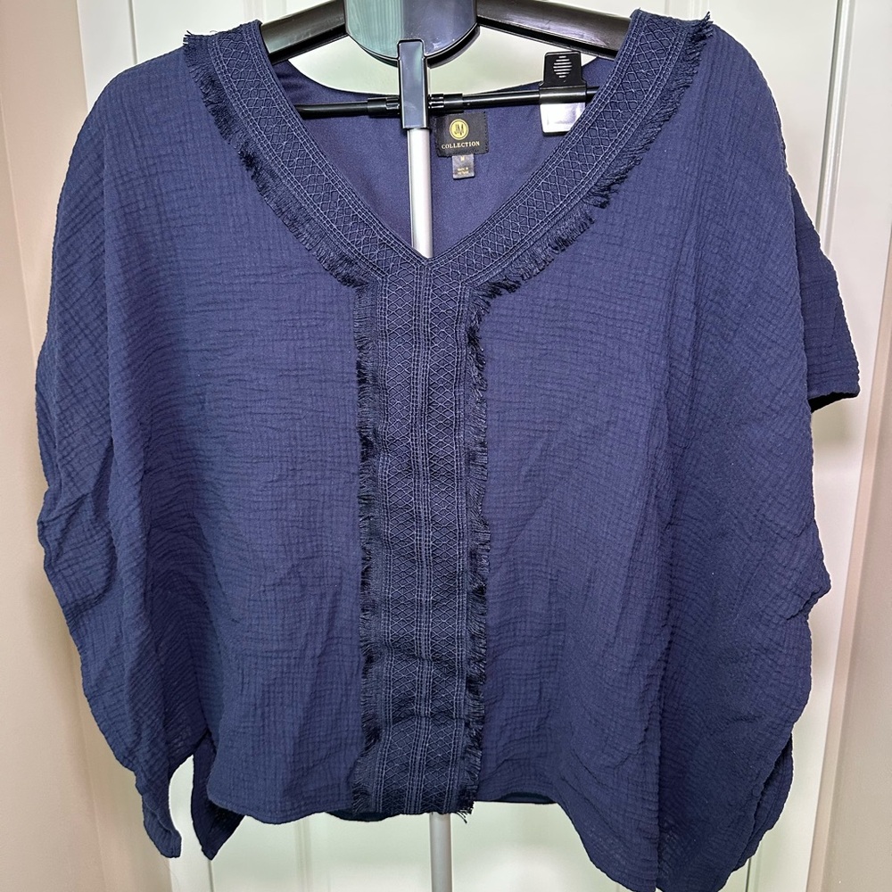 Women's Navy V-Neck Top